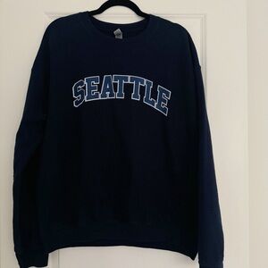 SEATTLE women’s navy blue crewneck long sleeve sweatshirt sweater size large